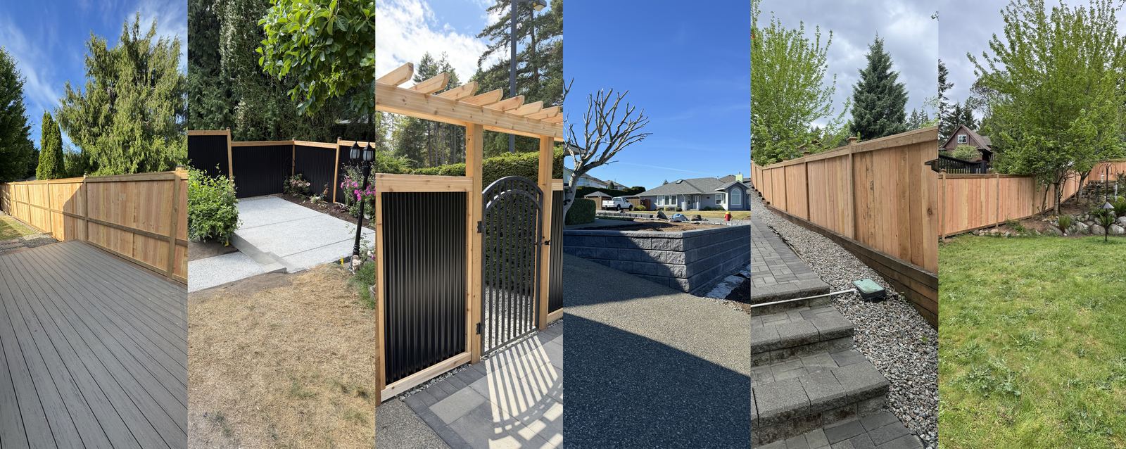 A selection of completed Tonella Contracting fence, gate, patio and retaining wall projects