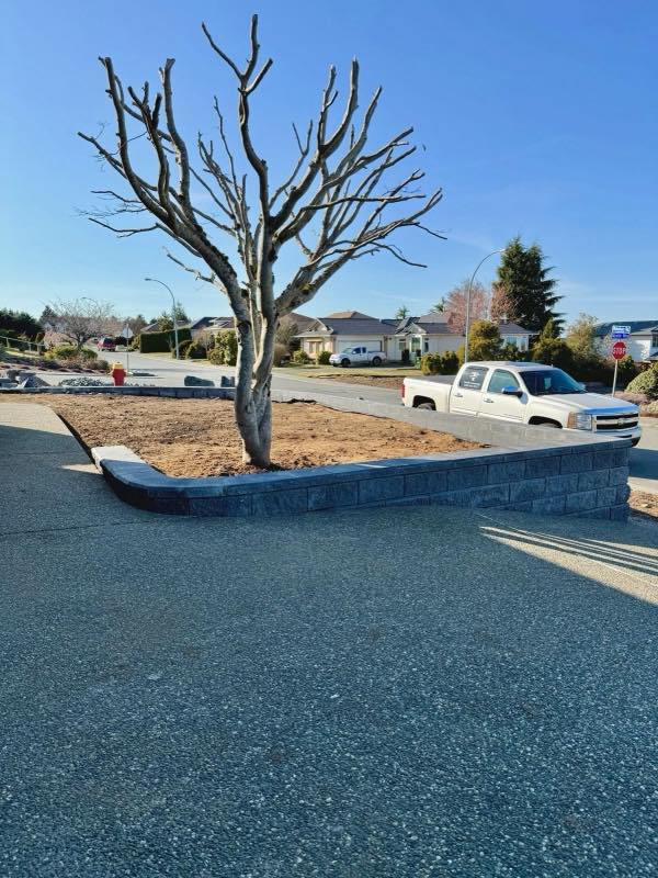 Allan Block retaining wall project by Tonella Contracting on Vancouver Island