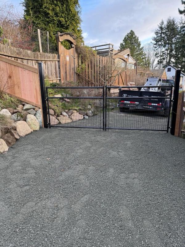 Double swing gate project by Tonella Contracting on Vancouver Island
