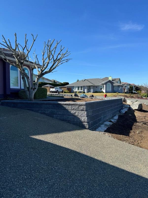 Allan Block retaining wall project by Tonella Contracting on Vancouver Island