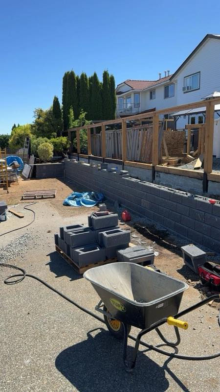Allan Block retaining wall project by Tonella Contracting on Vancouver Island
