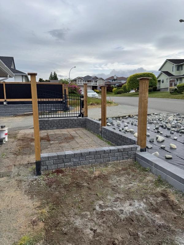 Allan Block retaining wall project by Tonella Contracting on Vancouver Island