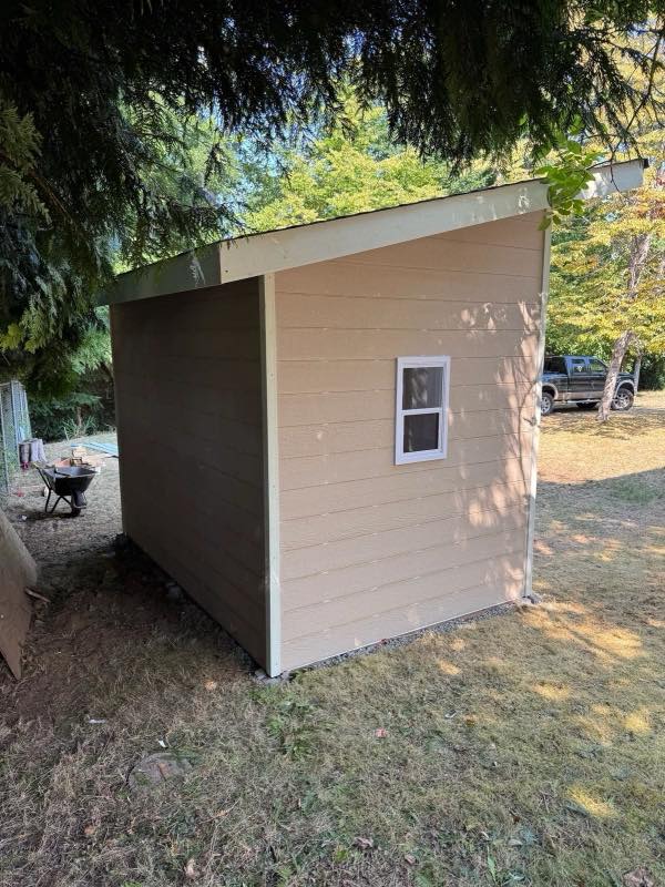 Shed and pergola project by Tonella Contracting on Vancouver Island