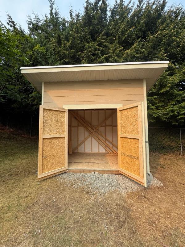 Shed and pergola project by Tonella Contracting on Vancouver Island