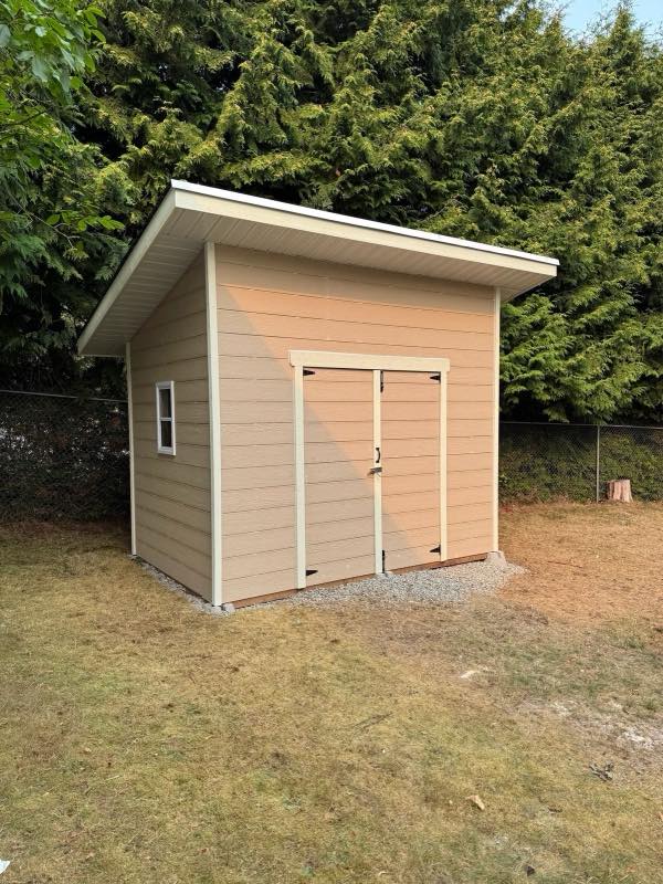 Shed and pergola project by Tonella Contracting on Vancouver Island