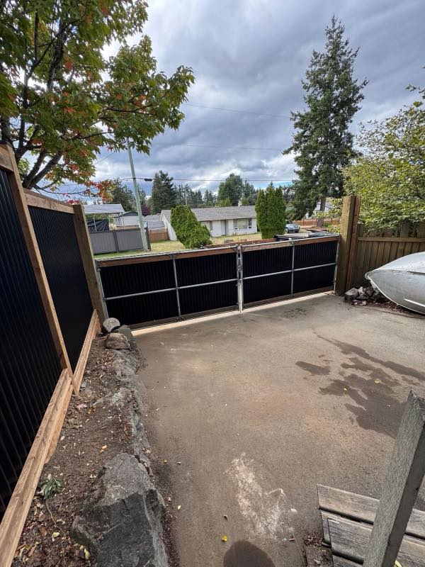 Double swing gate project by Tonella Contracting on Vancouver Island