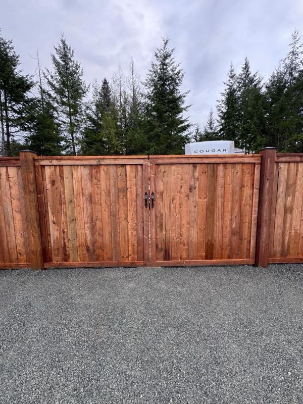 Double swing gate project by Tonella Contracting on Vancouver Island