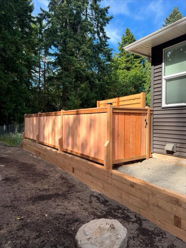 Timber retaining wall project by Tonella Contracting on Vancouver Island